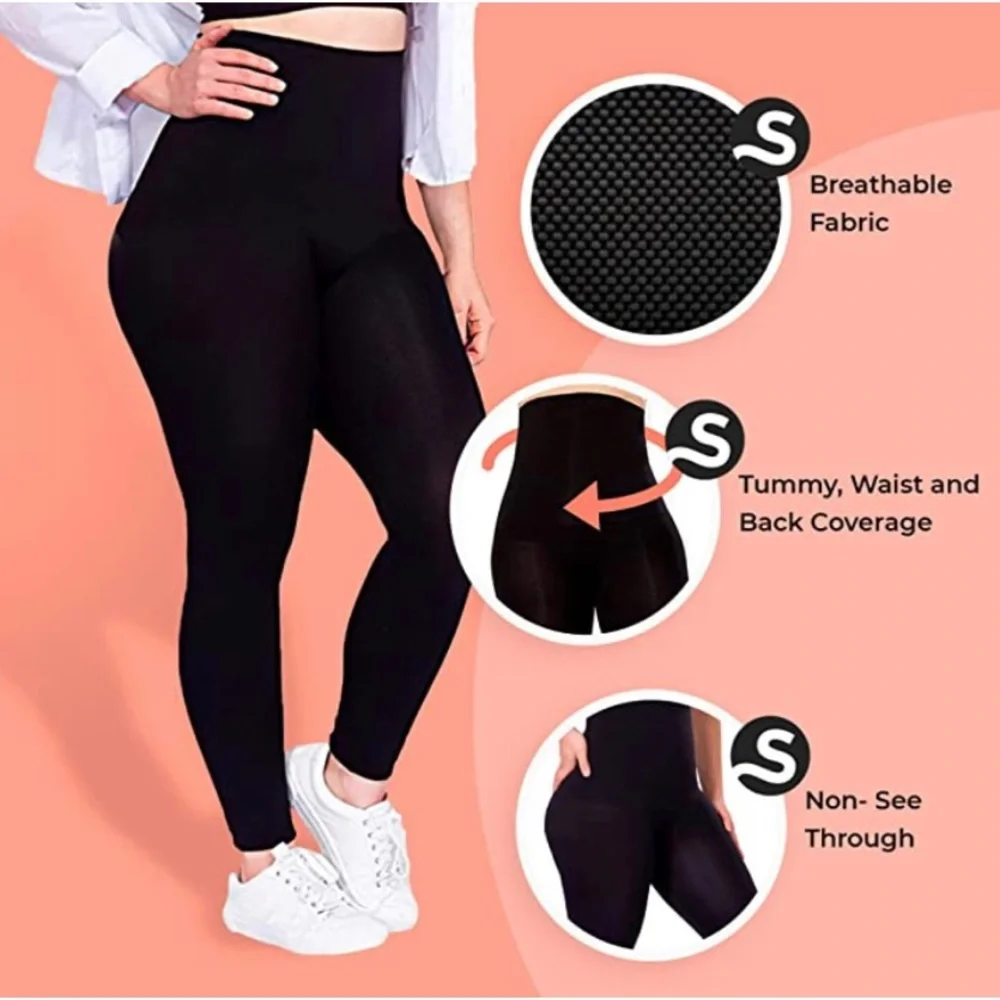 Shapermint Empetua Black High Waisted Shaping Leggings NWT!